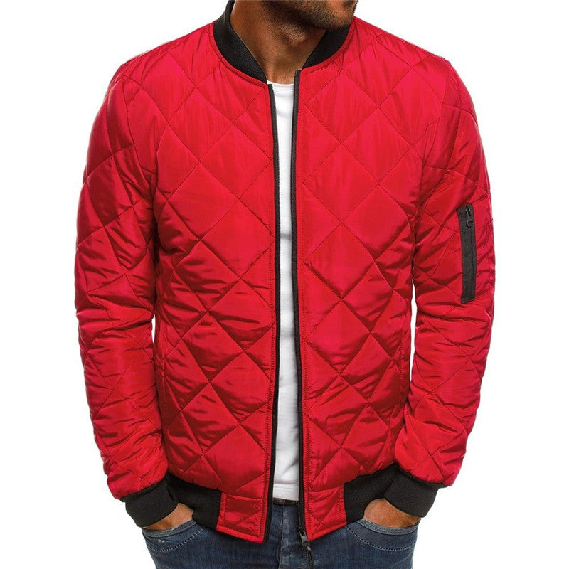 Solid Color Loose Diamond Cotton Jacket