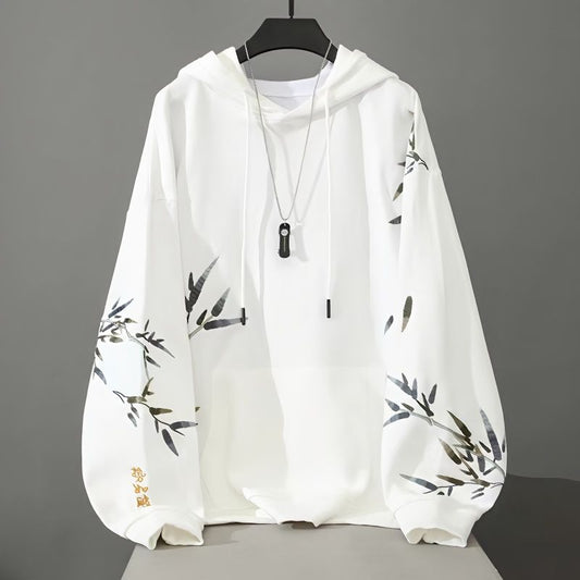 Embroidered Wind Bamboo Hoodie Men's Sweater Coat
