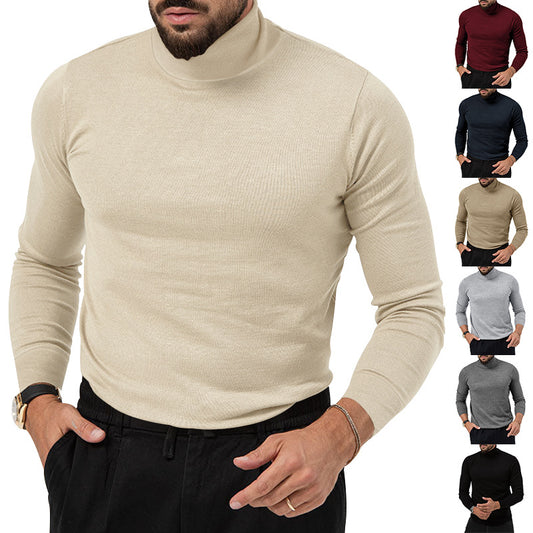 Autumn And Winter New High-elastic Turtleneck Knitted Cashmere Sweater Thickened Young Men's Warm Undercoat