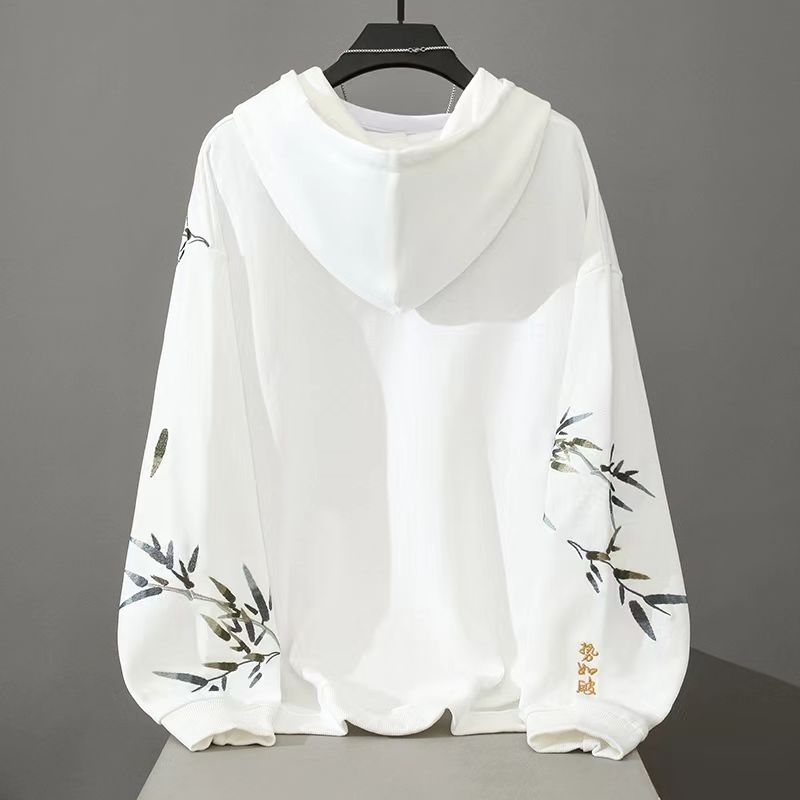 Embroidered Wind Bamboo Hoodie Men's Sweater Coat