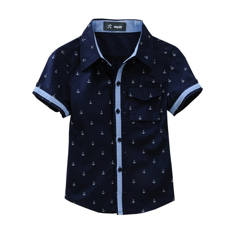 Printed Cotton Middle-Aged Boys' Shirts