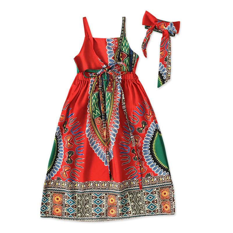 African Children's Bohemian Style Sleeveless Suspender Dress