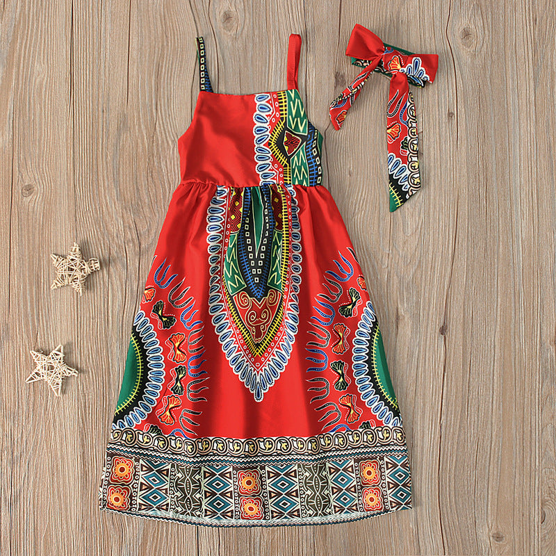 African Children's Bohemian Style Sleeveless Suspender Dress