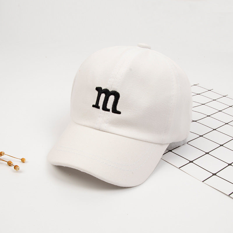 Baseball Cap Boy Letter M Embroidered Children's Cotton Spring and Autumn Hat Cap