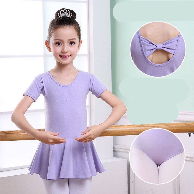 Children's Dance Clothes, Girls' Practice Clothes, Girls Short-sleeved Tutu