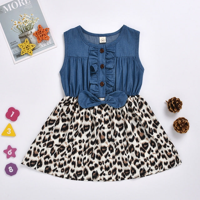 Girls Cotton Dress Baby Clothing leopard-print