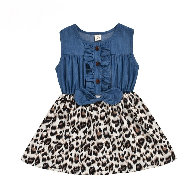 Girls Cotton Dress Baby Clothing leopard-print