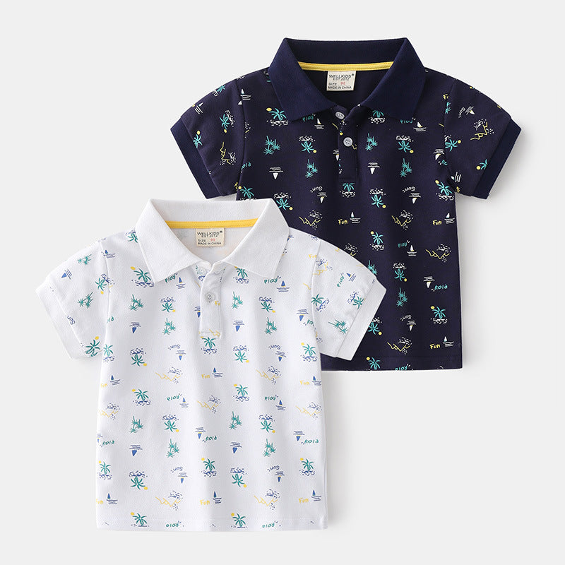 Summer Boys' Cotton Short-sleeved Shirt