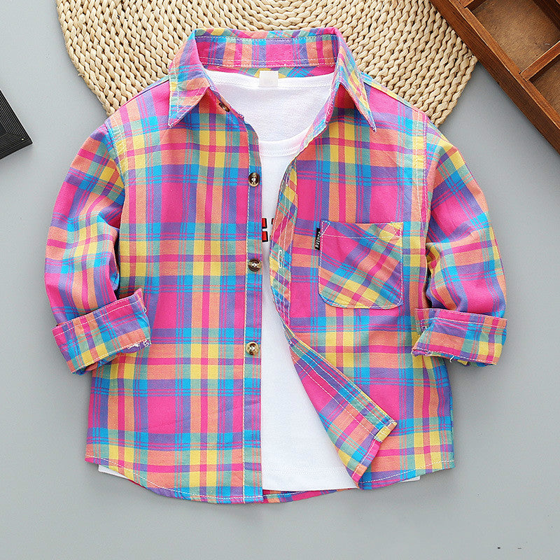 Boys Long Sleeve Plaid Shirt Jacket Spring