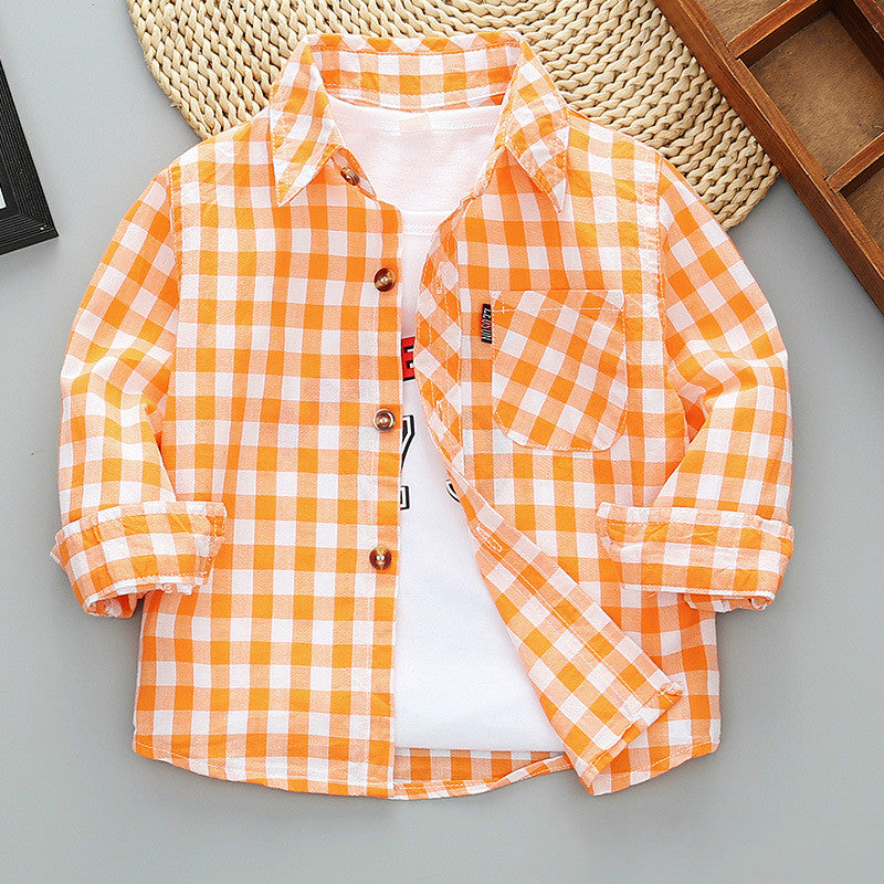 Boys Long Sleeve Plaid Shirt Jacket Spring