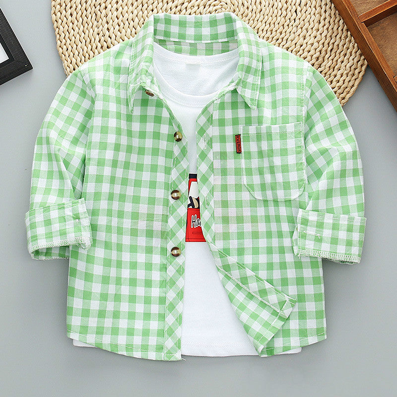 Boys Long Sleeve Plaid Shirt Jacket Spring