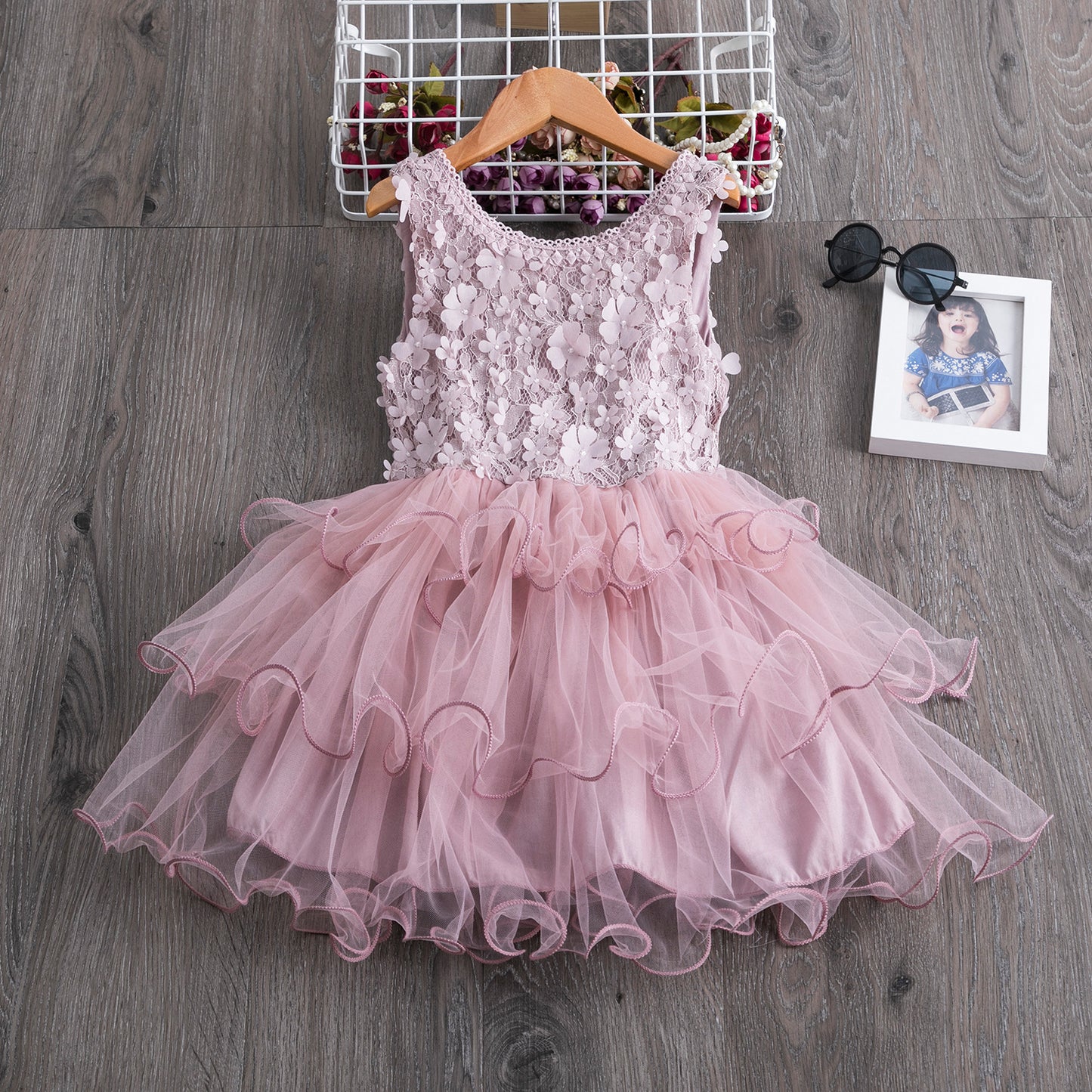 Lace gauze girl dress