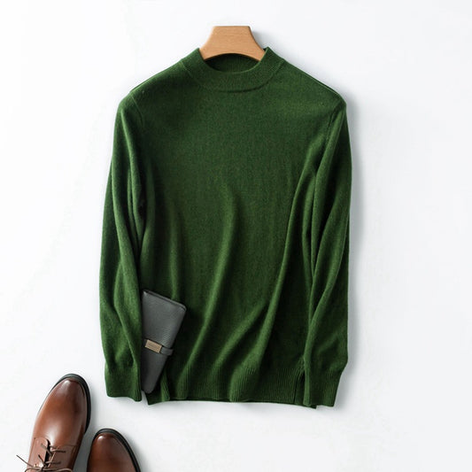 Turtleneck Cashmere Sweater Base Color Youth Pullover Loose Casual