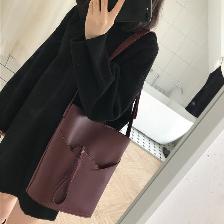 PU Nubuck Leather Big Bag Single Shoulder Messenger Female