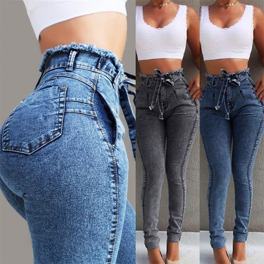 Fringed high-waisted snatched Jeans