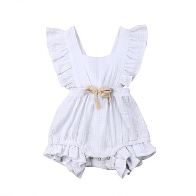 Lotus leaf lace sleeve bow baby dress