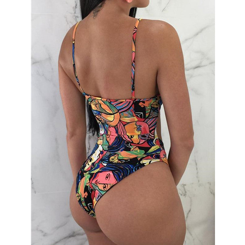 Bare chest lace one-piece swimsuit