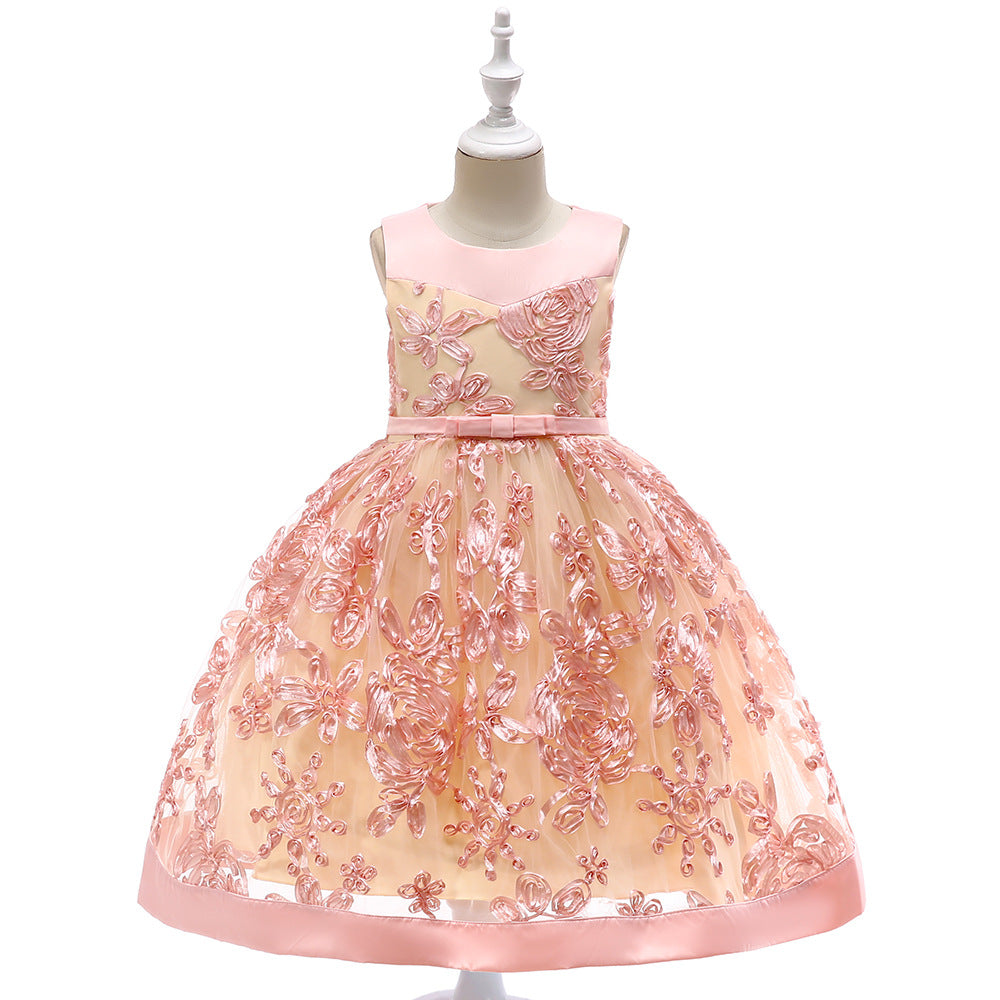 Children's dress girls applique princess dress