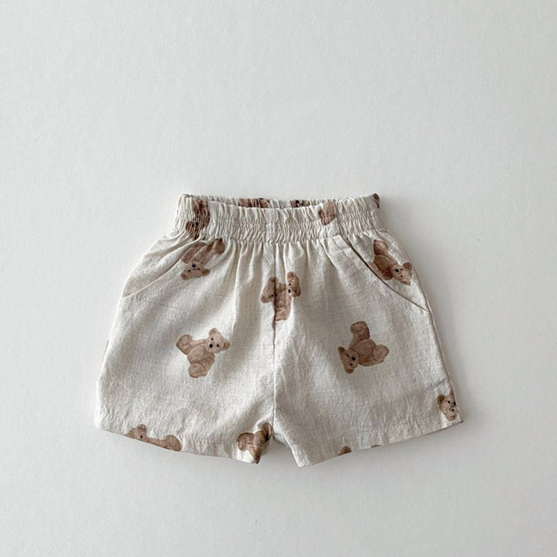 Ins Baby Loose Thin Cotton And Linen Shorts Childish Style