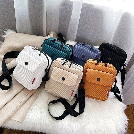 Mobile Phone Bag Corduroy Trend Messenger Small Backpack