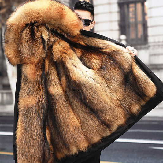 Fur Coat Faux Mink Velvet Medium Length Fur Coat