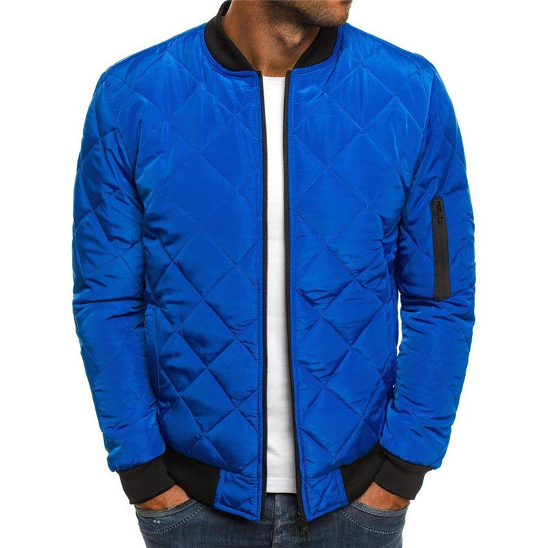 Solid Color Loose Diamond Cotton Jacket