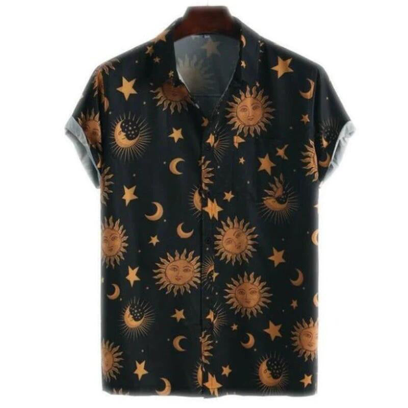 New Summer Casual Printed Shirt Men Vacation Seaside