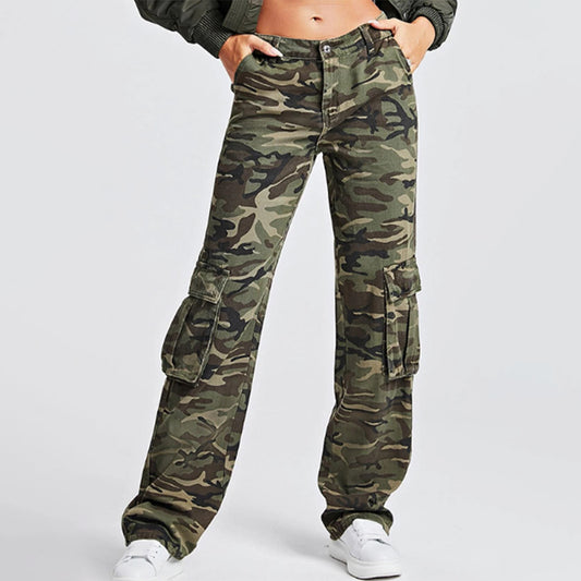 Fashion Pocket Temperament Street Camouflage Printing Straight-leg Pants