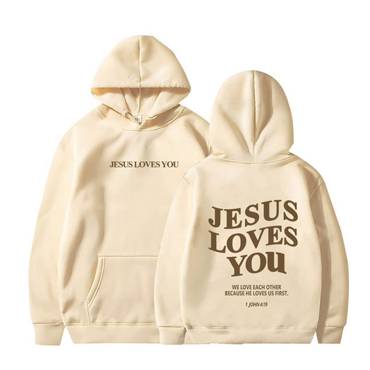 Jesus Love You Oversized Graphic Printed European And American Plus Velvet Hoodie