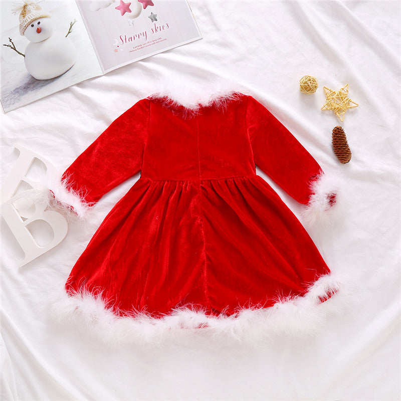 Christmas Newborn Baby Girls Clothing Long Sleeve Solid Dress