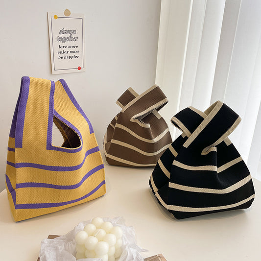 All-matching Striped Wool Knitted Handbag