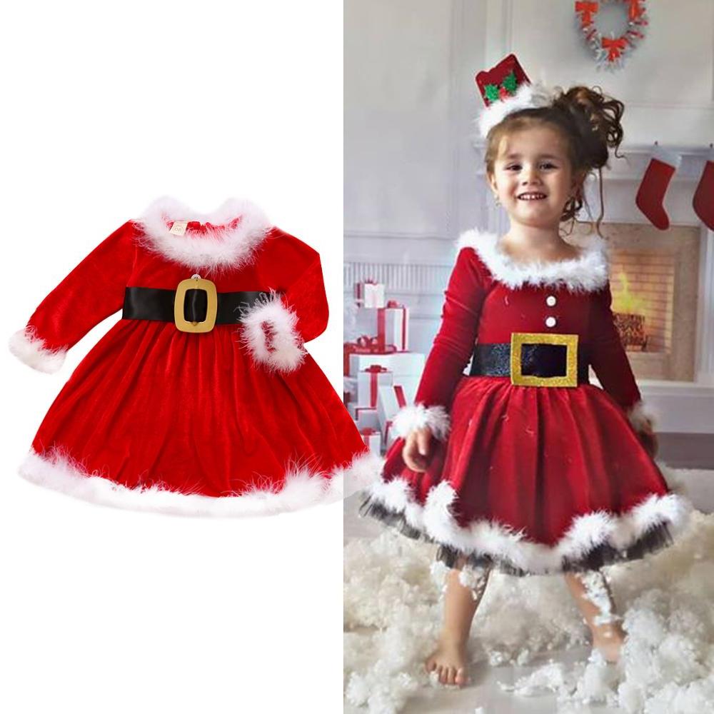 Christmas Newborn Baby Girls Clothing Long Sleeve Solid Dress