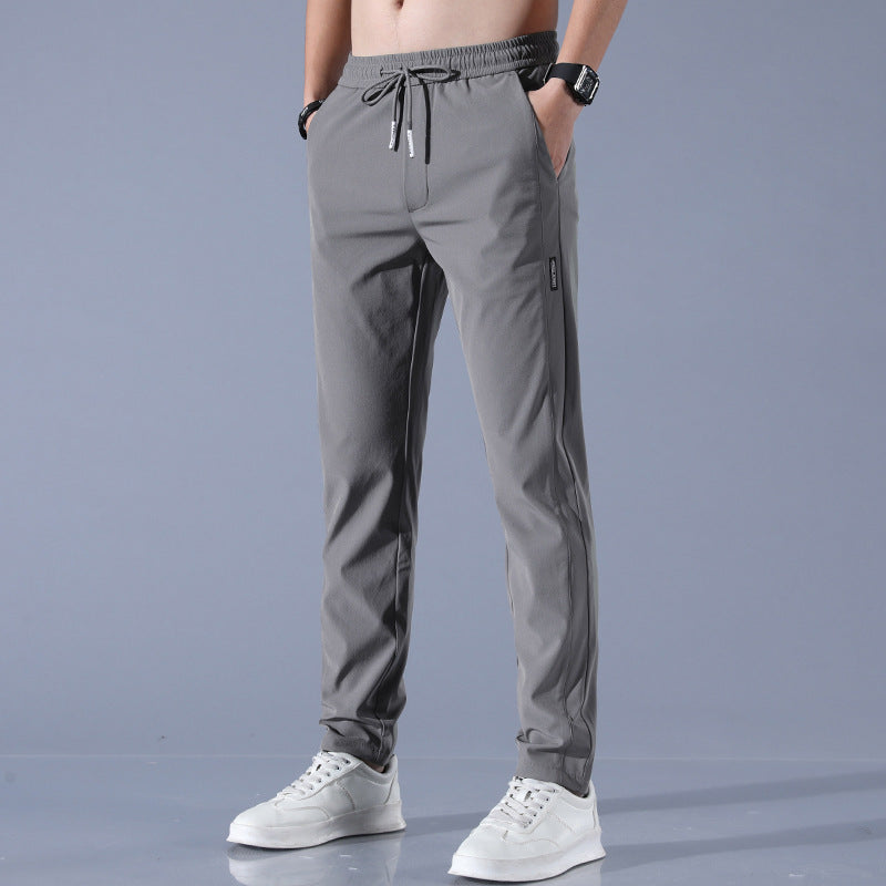 Summer Ice Silk Pants Men's Thin Business Casual Pants Stretch Breathable Straight-leg Tracksuit Pants