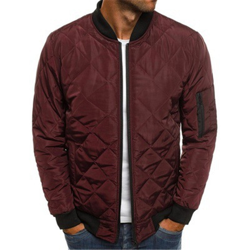 Solid Color Loose Diamond Cotton Jacket